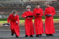 Annual Pancake Race at Ely Cathedral, Cambridgeshire, Britain - 21 Feb 2012