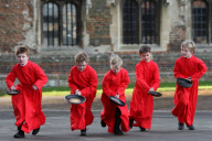 Annual Pancake Race at Ely Cathedral, Cambridgeshire, Britain - 21 Feb 2012