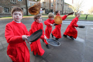 Annual Pancake Race at Ely Cathedral, Cambridgeshire, Britain - 21 Feb 2012