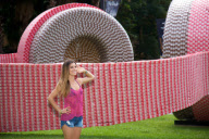 Giant pair of working headphones made of out 40,000 Moove flavoured milk cartons, Sydney, Australia - 22 Feb 2012