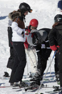 LUIS ALFONSO OF BORBON AND WIFE MARGARITA VARGAS WITH SONS IN BAQUEIRA BERET SKI STATION