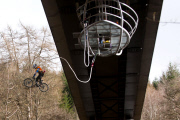 The UK's first Bungee on a Bike for Leap Day, The River Garry, Perthshire, Scotland, Britain - 28 Feb 2012