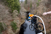 The UK's first Bungee on a Bike for Leap Day, The River Garry, Perthshire, Scotland, Britain - 28 Feb 2012