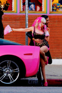*EXCLUSIVE*  Angelynne wears pink from head to toe