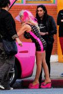 *EXCLUSIVE*  Angelynne wears pink from head to toe