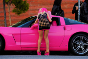 *EXCLUSIVE*  Angelynne wears pink from head to toe