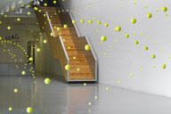 Cause and Effect suspended tennis ball art installation, Mustang Art Gallery, Alicante, Spain - Mar 2012