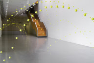 Cause and Effect suspended tennis ball art installation, Mustang Art Gallery, Alicante, Spain - Mar 2012