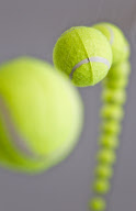 Cause and Effect suspended tennis ball art installation, Mustang Art Gallery, Alicante, Spain - Mar 2012