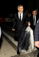 An Unshaven George Clooney Arrives By Amtrak Into Washington D.C.