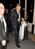 An Unshaven George Clooney Arrives By Amtrak Into Washington D.C.