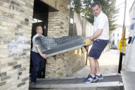 Removal men moving furniture and belongings out of Kate Moss's home, London, Britain - 14 Mar 2012