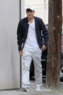 *EXCLUSIVE* Ashton Kutcher gets in a early visit to Kabbalah