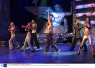 Denise Van Outen with Ricky Martin performing his single "Livin La Vida Loca" at the 1999 Record of the Year Awards.