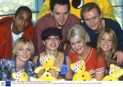 S CLUB 7 LAUNCH BBC 'CHILDREN IN NEED' DONATION LINE AT BT TELECOM TOWER IN LONDON, BRITAIN  - NOV 2001