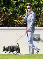 Exclusive: Elisabetta Canalis Takes Her Dogs For A Stroll 