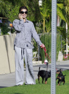Exclusive: Elisabetta Canalis Takes Her Dogs For A Stroll 