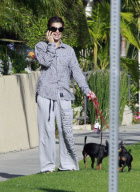 Exclusive: Elisabetta Canalis Takes Her Dogs For A Stroll 