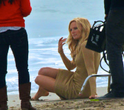 Malin Akerman Braves a Chilly Photo Shoot on the Beach in Malibu