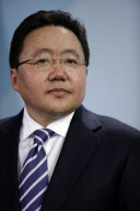Merkel meets Mongolia President Elbegdorj