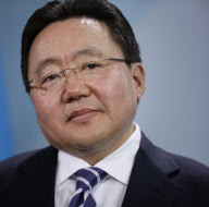 Merkel meets Mongolia President Elbegdorj