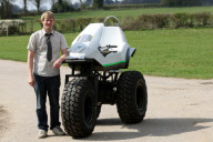 Man turns electric three-wheeler Sinclair C5 into a monster bike, Buckinghamshire, Britain - 03 Apr 2012