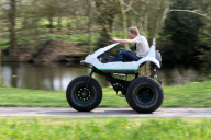 Man turns electric three-wheeler Sinclair C5 into a monster bike, Buckinghamshire, Britain - 03 Apr 2012