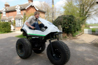 Man turns electric three-wheeler Sinclair C5 into a monster bike, Buckinghamshire, Britain - 03 Apr 2012