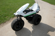 Man turns electric three-wheeler Sinclair C5 into a monster bike, Buckinghamshire, Britain - 03 Apr 2012