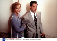 1997 KEANU REEVES AND CHARLIZE THERON ON THE SET OF "THE DEVILS ADVOCATE".