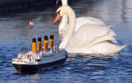 Replica of Titanic on Canoe Lake, Southsea, Hampshire, Britain - 16 Apr 2012