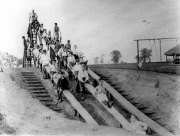 Historians uncover photos showing world's first children's slide constructed in 1922 in Wicksteed Park, Kettering, Northamptonshire, Britain - 16 Apr 2012