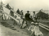 Historians uncover photos showing world's first children's slide constructed in 1922 in Wicksteed Park, Kettering, Northamptonshire, Britain - 16 Apr 2012