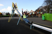 Historians uncover photos showing world's first children's slide constructed in 1922 in Wicksteed Park, Kettering, Northamptonshire, Britain - 16 Apr 2012