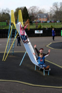 Historians uncover photos showing world's first children's slide constructed in 1922 in Wicksteed Park, Kettering, Northamptonshire, Britain - 16 Apr 2012