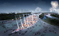 London 2012 Olympics aerial views - Bridge CGI