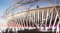 sustainable fabric 'wrap' design that will encircle London's iconic Olympic Stadium
