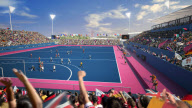 An artist's impression of the Hockey Centre as it might look during the London 2012 Hockey competitions