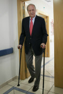 KING JUAN CARLOS leaving the hospital after undergoing hip replacement surgery