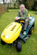 Sleeping dormouse has lucky escape after ride-on  lawn mower driven over nest, Winkleigh, Devon. Britain - Apr 2012