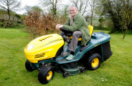 Sleeping dormouse has lucky escape after ride-on  lawn mower driven over nest, Winkleigh, Devon. Britain - Apr 2012