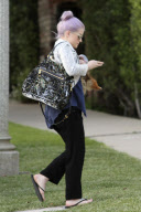 *EXCLUSIVE* Kelly Osbourne and her rescued pup visit baby Pearl