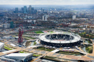 Aerial view of the Olympic Stadium construction, Stratford, London, Britain - Apr 2012