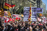 BARCELONA, SPAIN, MAY 1st: More than 100.000 people march the center of Barcelona in the international workers day protesting against the new government and their new cuts in education and social security budgets.
