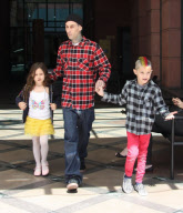 Travis Barker And Kids Leaving A Medical Building In Beverly Hills