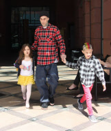 Travis Barker And Kids Leaving A Medical Building In Beverly Hills