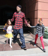 Travis Barker And Kids Leaving A Medical Building In Beverly Hills