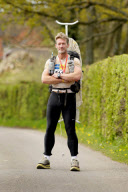 Man completes 155 mile Sahara desert 'Marathon Des Sables' with ironing board strapped to his back, Ockeridge,  Worcestershire, Britain - 17 Apr 2012