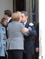 PARIS: Nicolas Sarkozy meets  Angela Merkel at Elysee Palace.