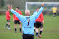 Charity football watch where all players, referee, linesmen and reserves have surname 'Bungay', Suffolk, Britain - 07 May 2012